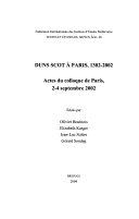 Copertina  Duns Scot à Paris, 1302-2002 : Actes du colloque de Paris, 2-4 septembre 2002