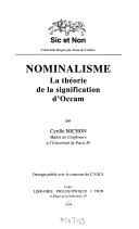 Copertina  Nominalisme. La théorie de la signification d'Occam