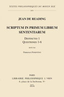 Copertina  Scriptum in primum librum sententiarum : Distinctio 1 Quaestiones 1-6