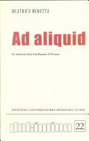 Copertina  Ad aliquid : La relation chez Guillaume d'Occam