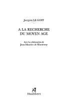 Copertina  À la recherche du Moyen Age