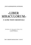 Copertina  \\Liber miraculorum\\ e altri testi medievali