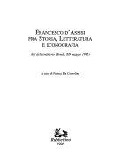 Copertina  Francesco d'Assisi fra storia, letteratura e iconografia : Atti del seminario. Rende, 8-9 maggio 1995 ; A cura di Franca Ela Consolino