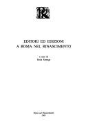 Copertina  Editori ed edizioni a Roma nel Rinascimento